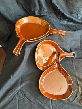 Set of Four Vintage Style Caramel Ceramic Skillet